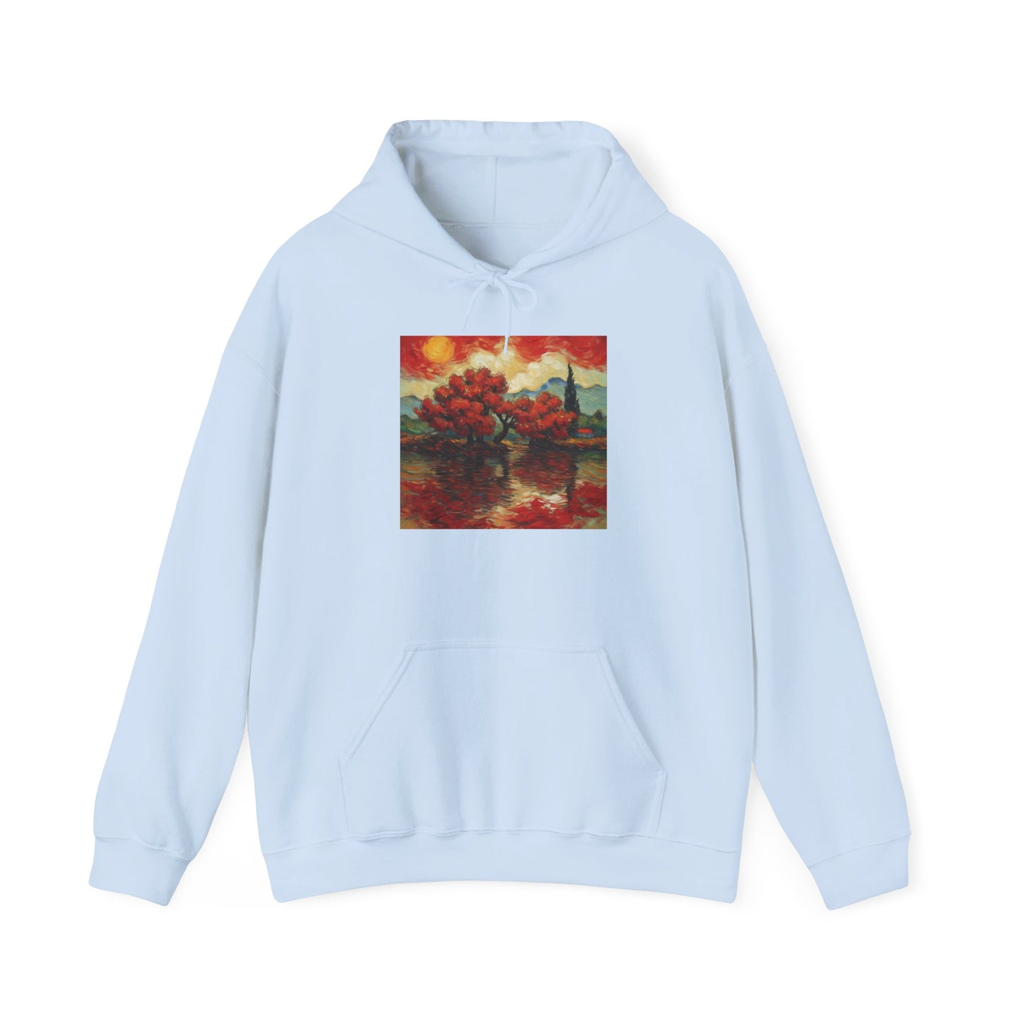 Artistic Landscape Hoodie - Cozy Heavy Blend Sweatshirt with Vibrant Nature Design