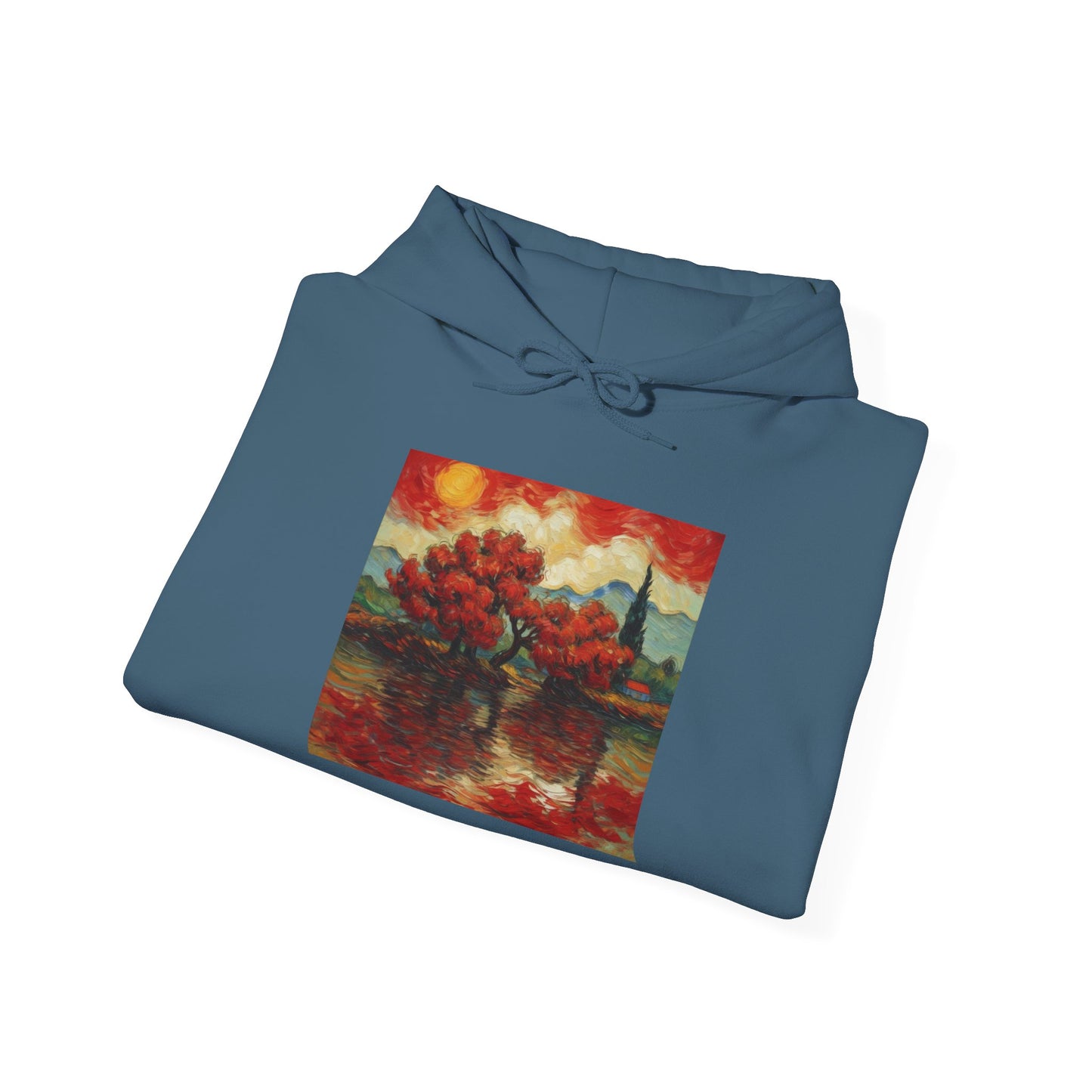 Artistic Landscape Hoodie - Cozy Heavy Blend Sweatshirt with Vibrant Nature Design