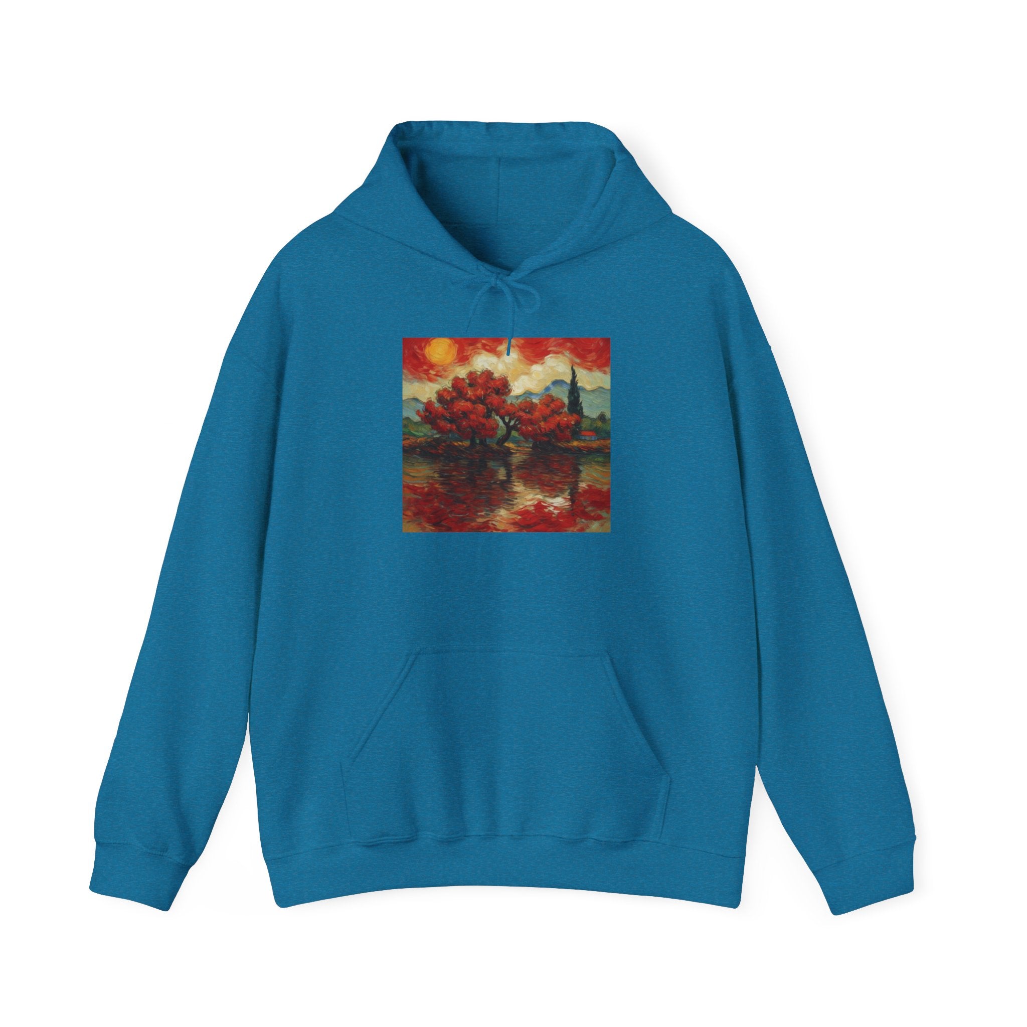 Artistic Landscape Hoodie - Cozy Heavy Blend Sweatshirt with Vibrant Nature Design