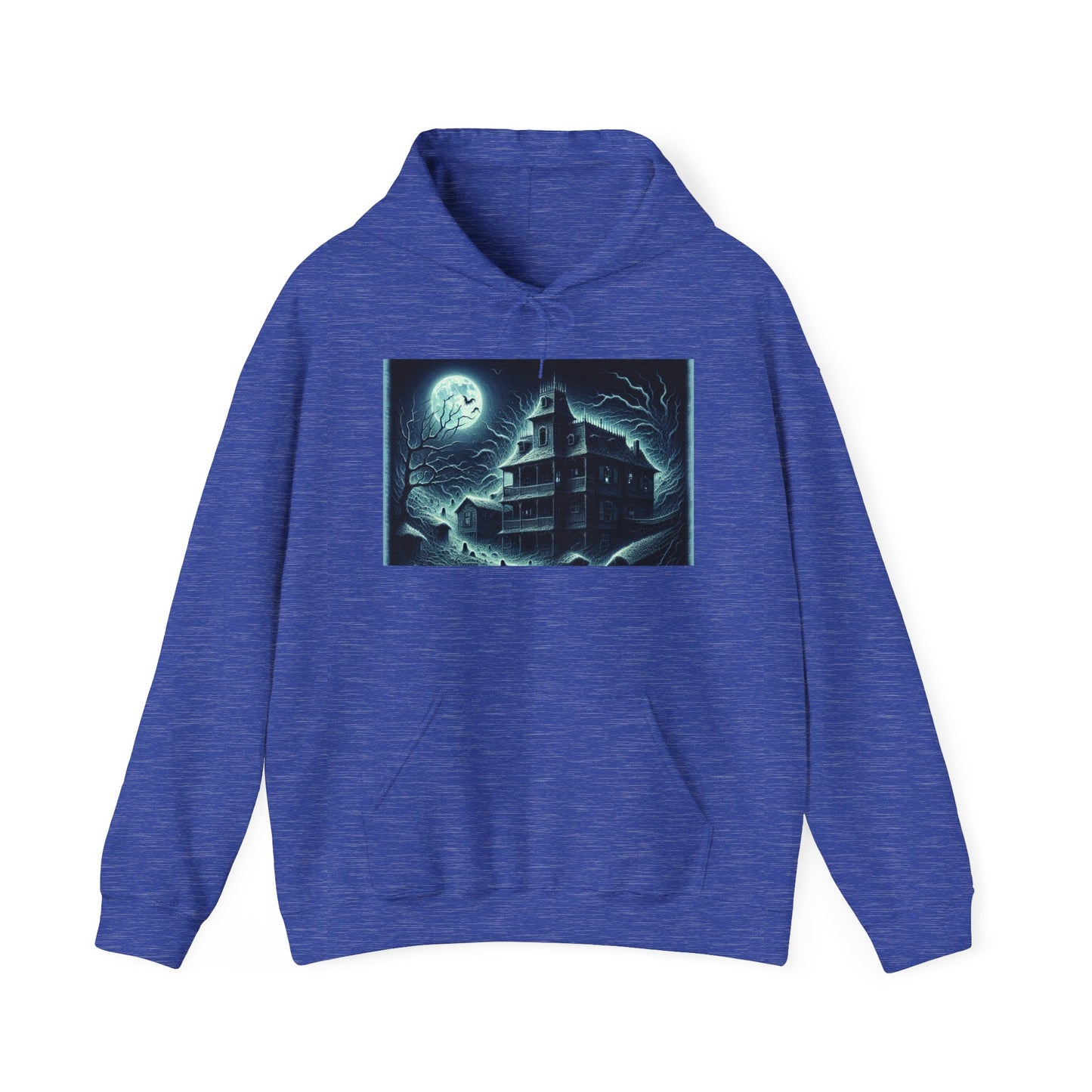 Haunted House Graphic Hoodie - Perfect for Halloween and Cozy Nights