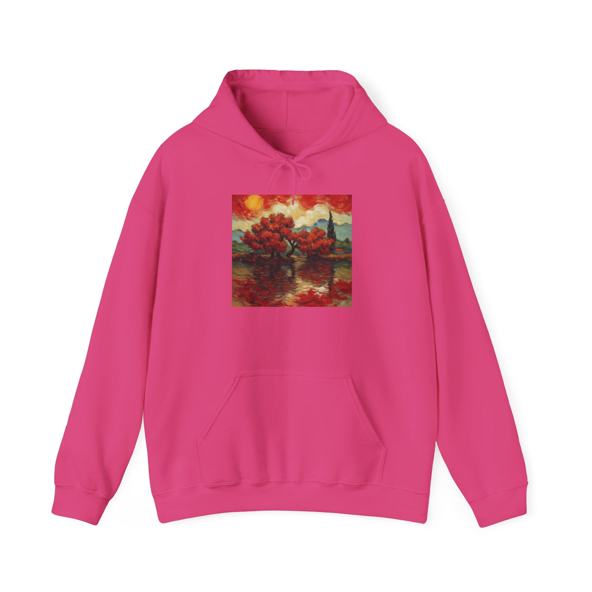 Artistic Landscape Hoodie - Cozy Heavy Blend Sweatshirt with Vibrant Nature Design