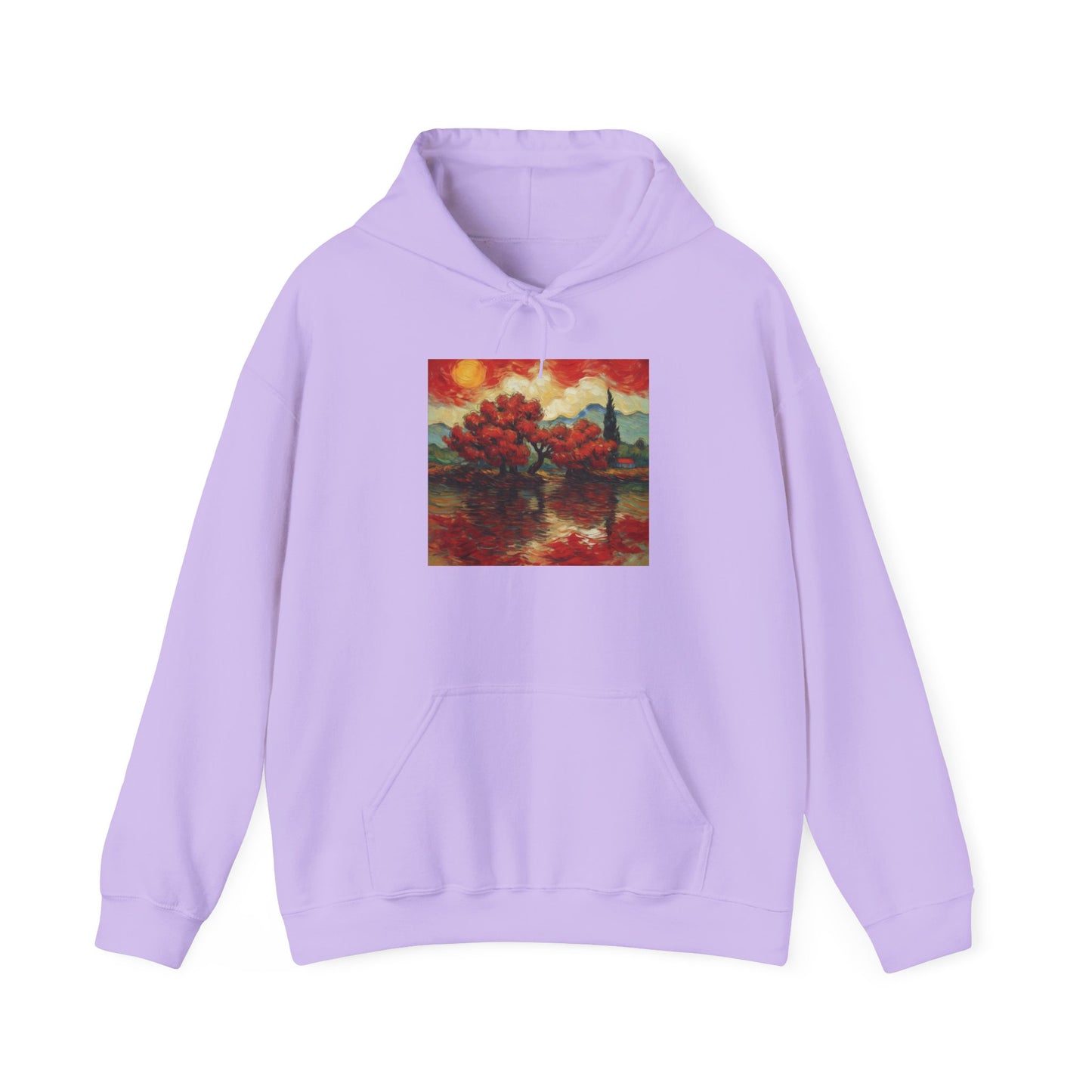 Artistic Landscape Hoodie - Cozy Heavy Blend Sweatshirt with Vibrant Nature Design