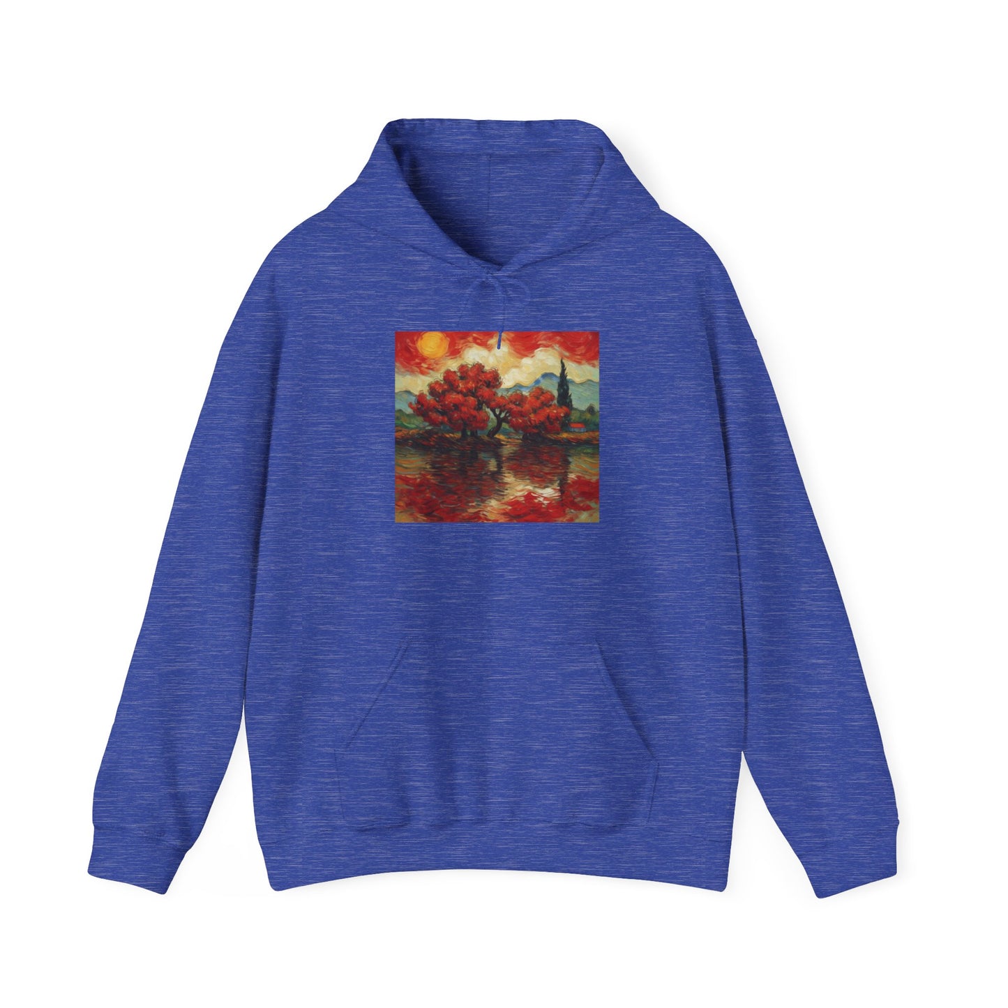 Artistic Landscape Hoodie - Cozy Heavy Blend Sweatshirt with Vibrant Nature Design