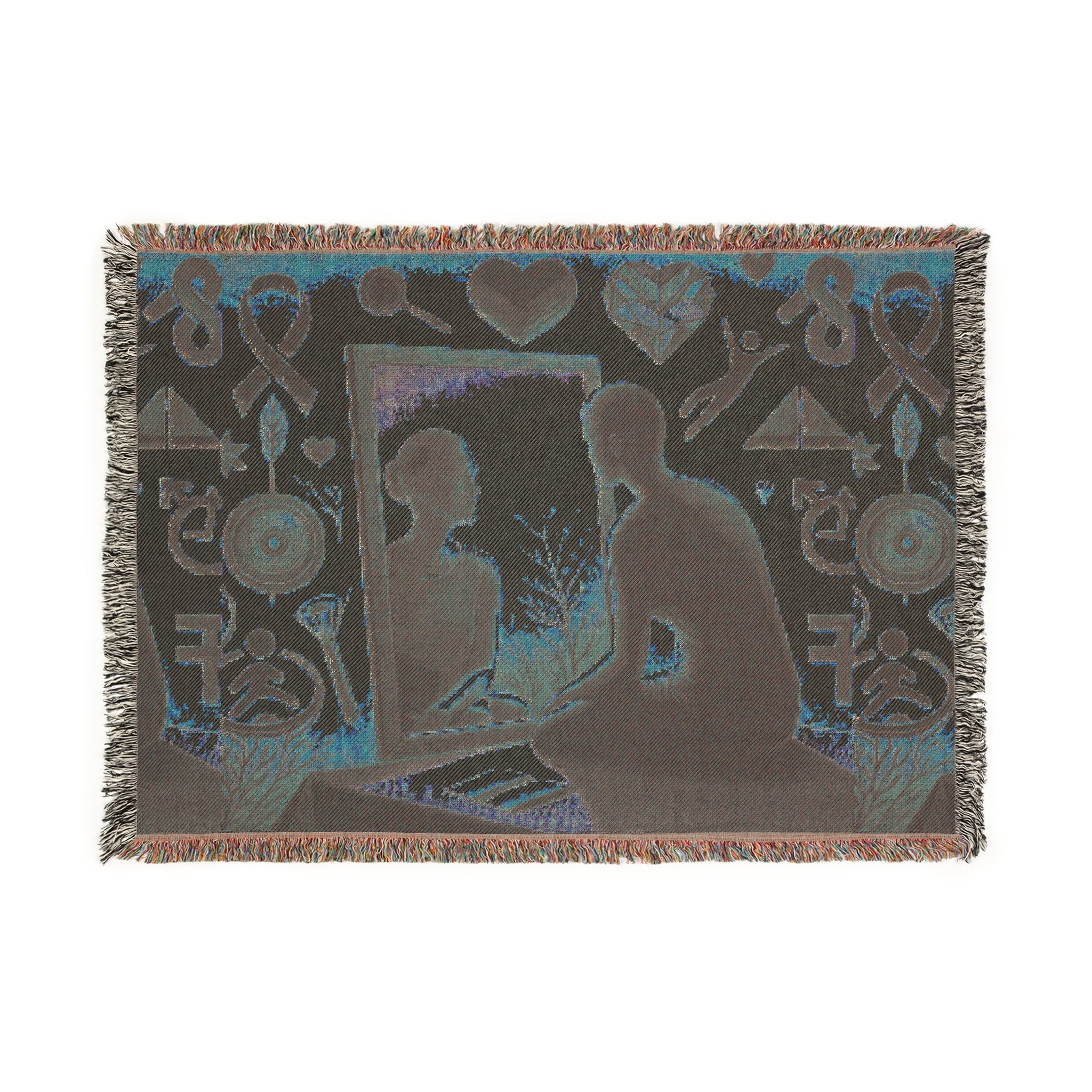 Artistic Woven Blanket - Reflection Design for Home Decor