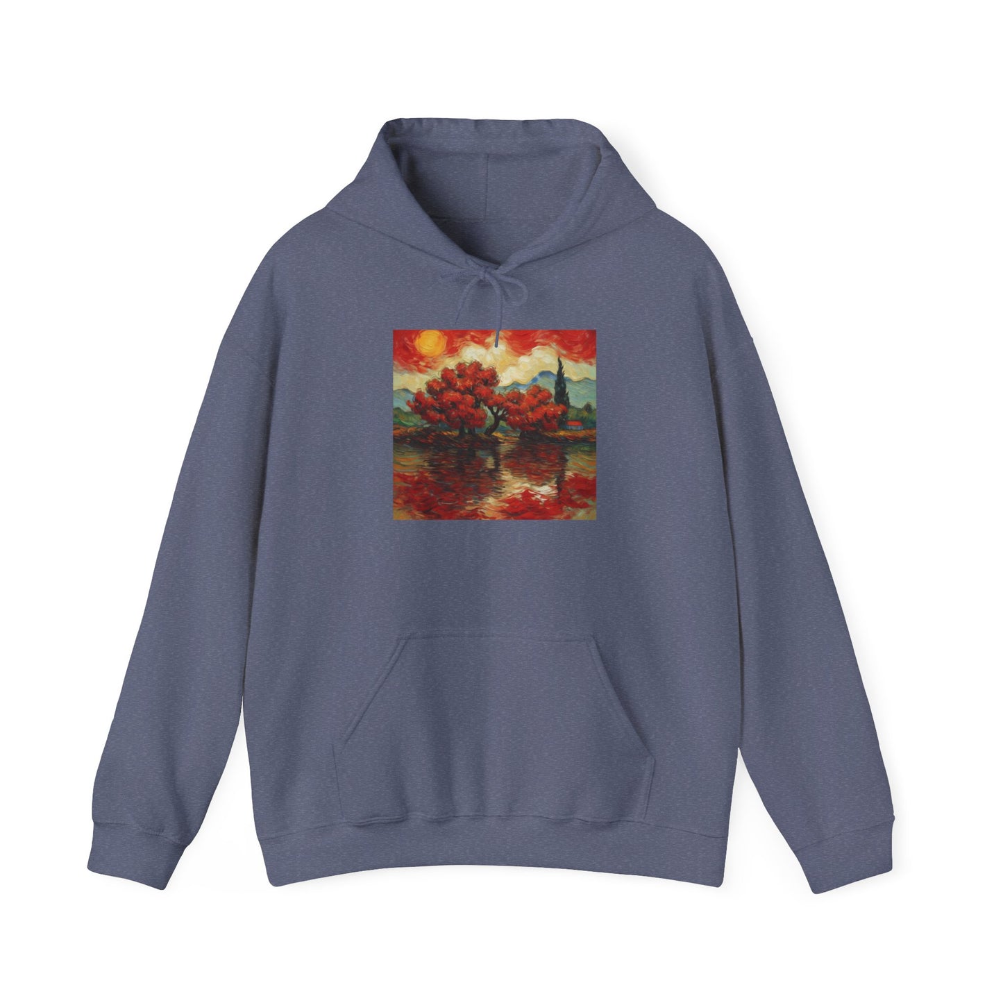 Artistic Landscape Hoodie - Cozy Heavy Blend Sweatshirt with Vibrant Nature Design