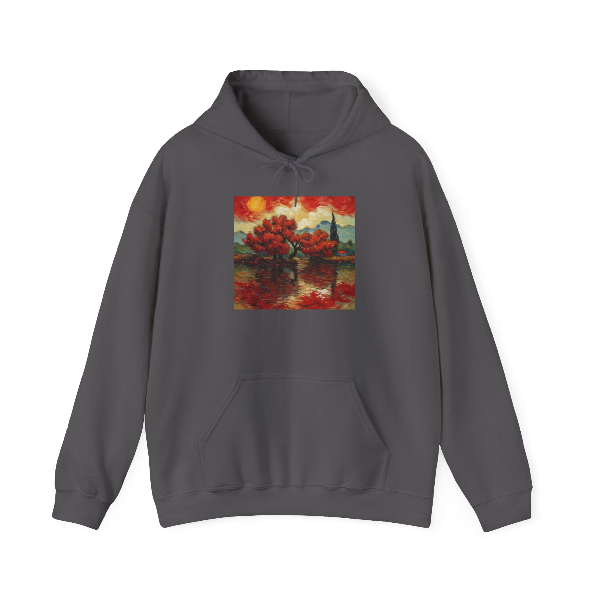 Artistic Landscape Hoodie - Cozy Heavy Blend Sweatshirt with Vibrant Nature Design