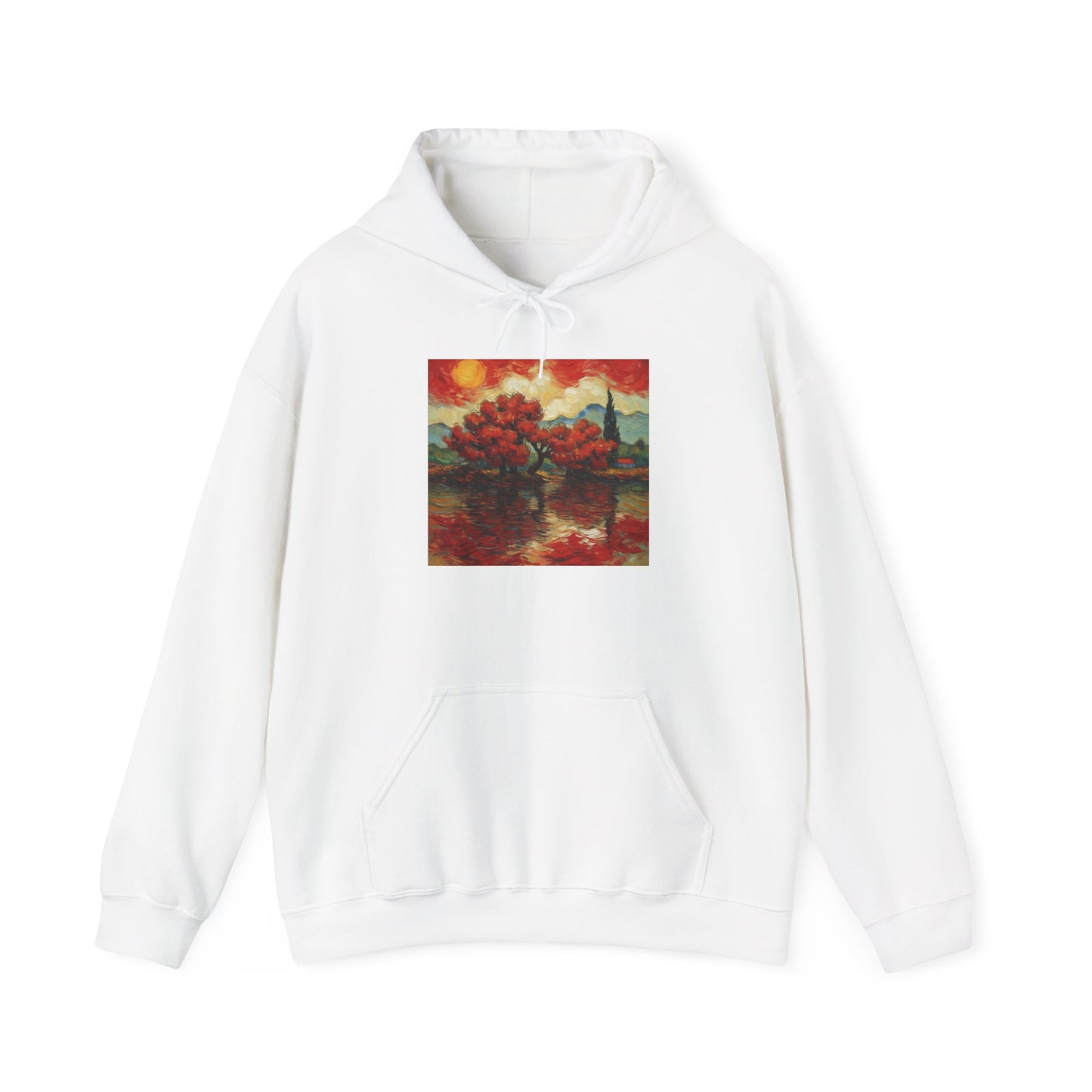 Artistic Landscape Hoodie - Cozy Heavy Blend Sweatshirt with Vibrant Nature Design