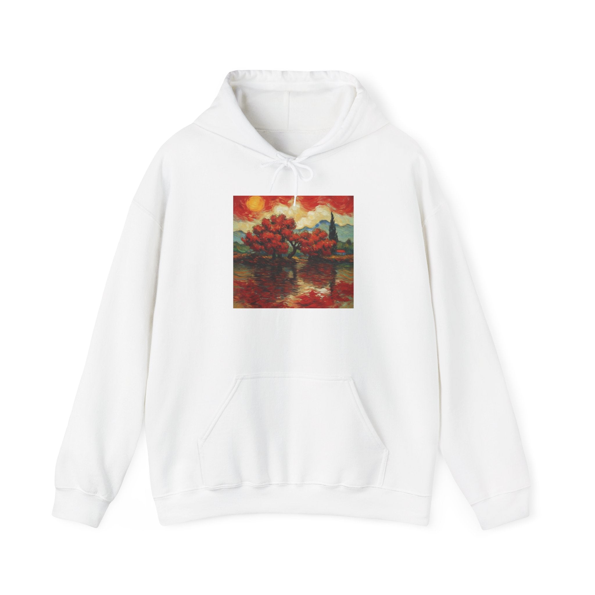 Artistic Landscape Hoodie - Cozy Heavy Blend Sweatshirt with Vibrant Nature Design