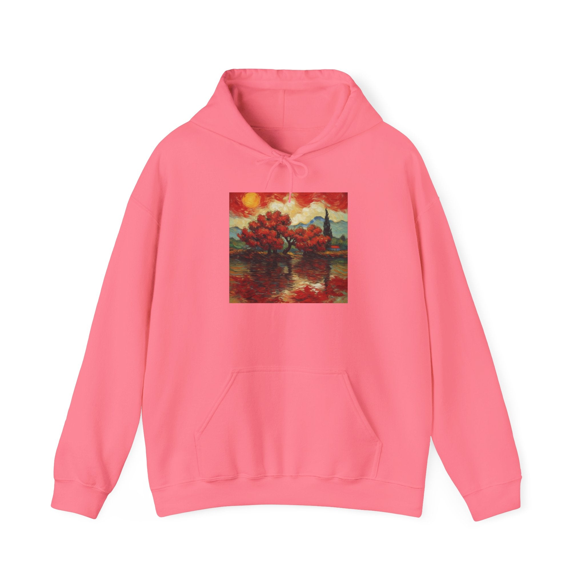 Artistic Landscape Hoodie - Cozy Heavy Blend Sweatshirt with Vibrant Nature Design