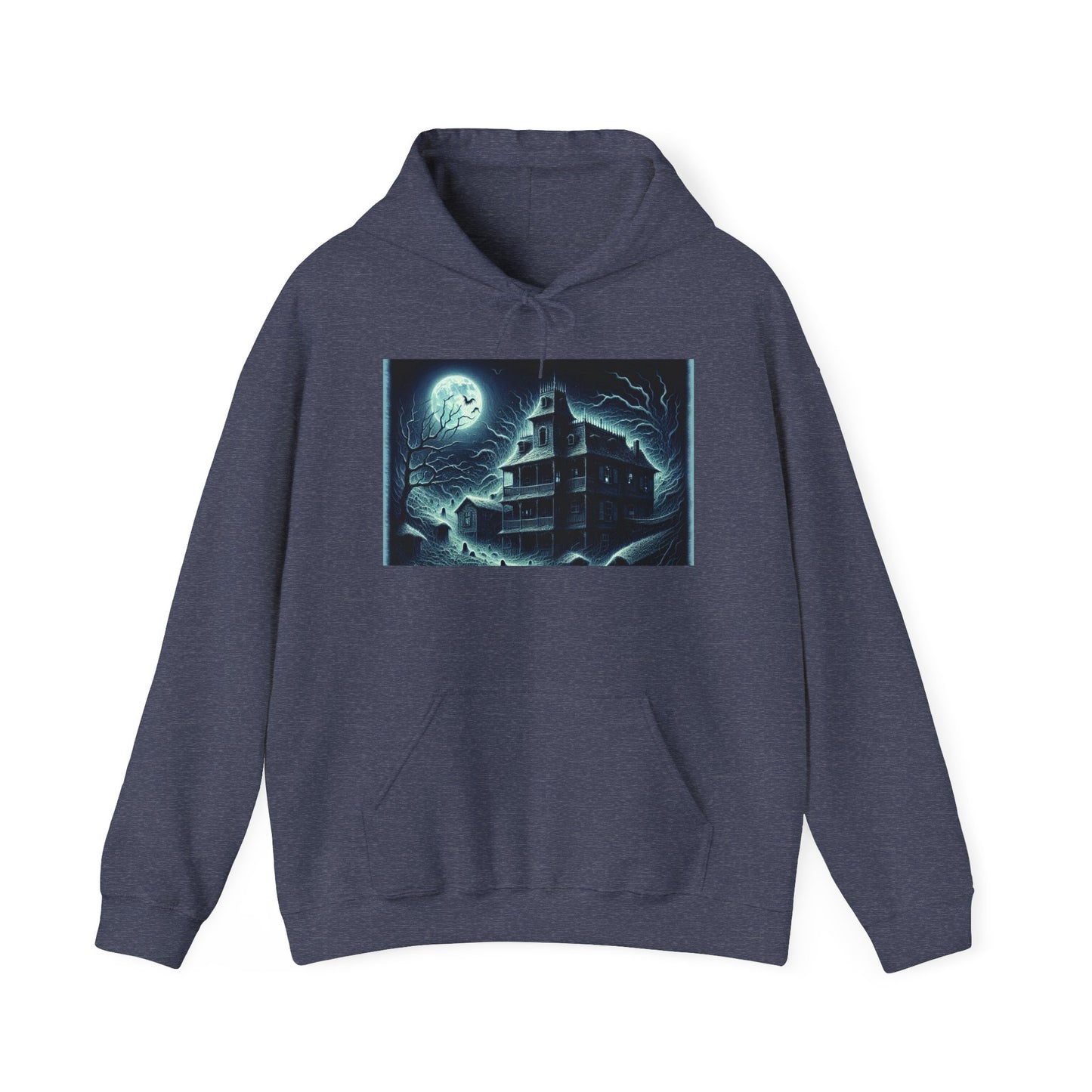 Haunted House Graphic Hoodie - Perfect for Halloween and Cozy Nights