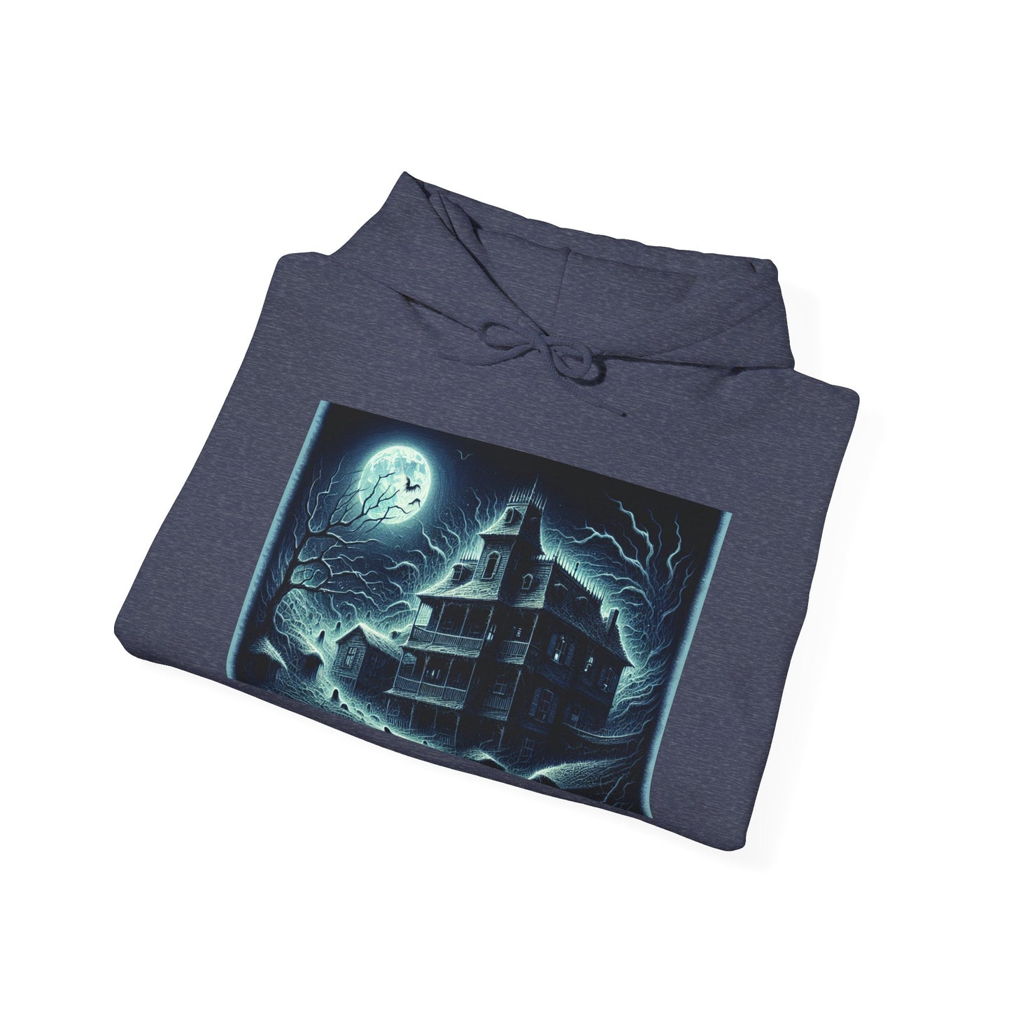 Haunted House Graphic Hoodie - Perfect for Halloween and Cozy Nights