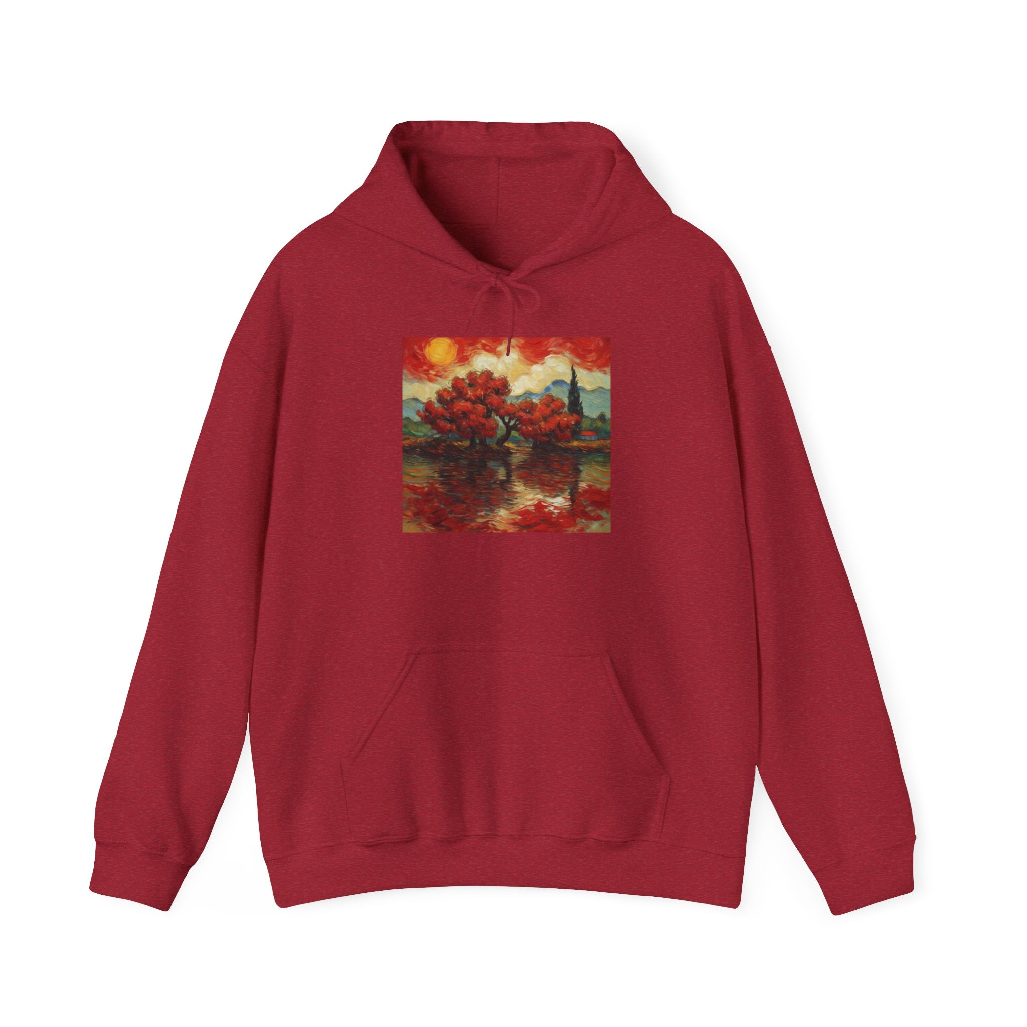 Artistic Landscape Hoodie - Cozy Heavy Blend Sweatshirt with Vibrant Nature Design