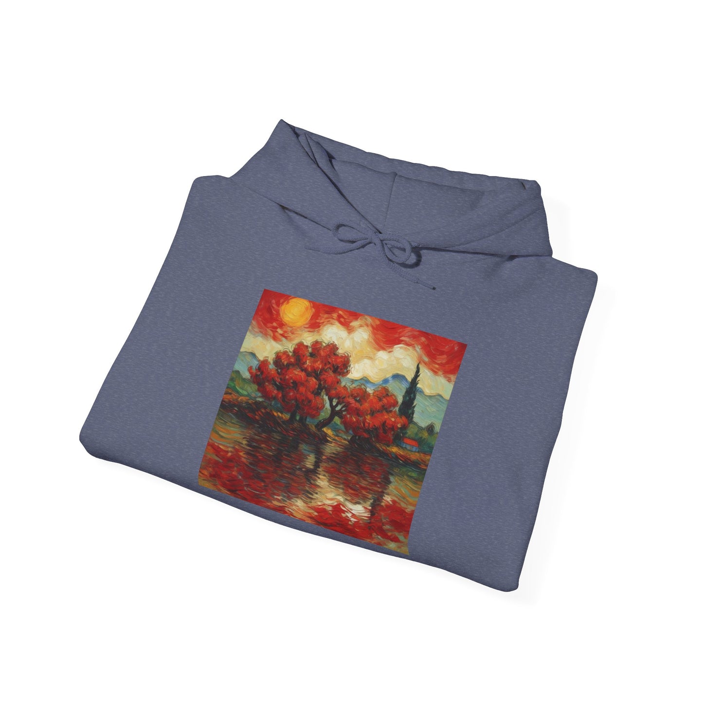 Artistic Landscape Hoodie - Cozy Heavy Blend Sweatshirt with Vibrant Nature Design