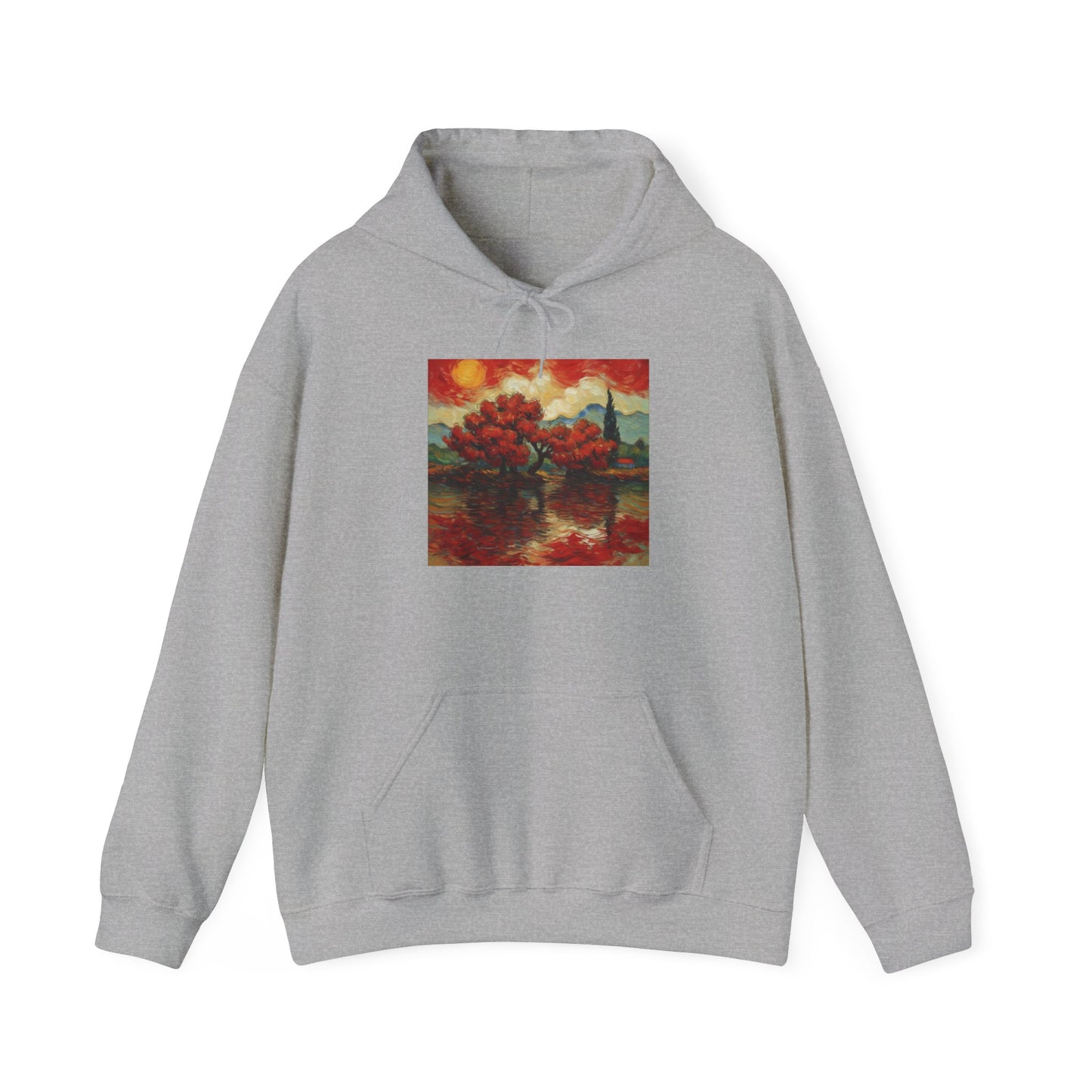 Artistic Landscape Hoodie - Cozy Heavy Blend Sweatshirt with Vibrant Nature Design
