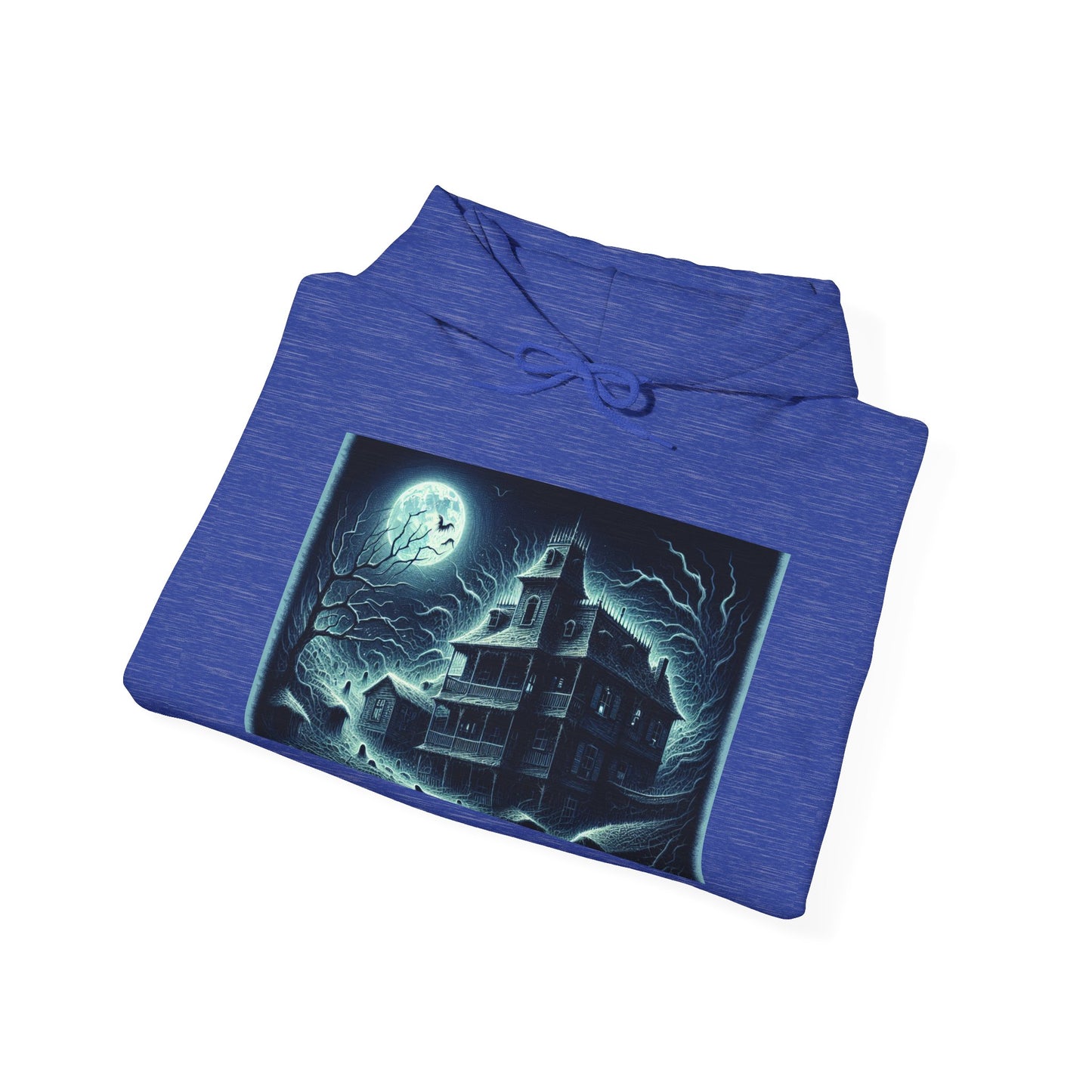 Haunted House Graphic Hoodie - Perfect for Halloween and Cozy Nights
