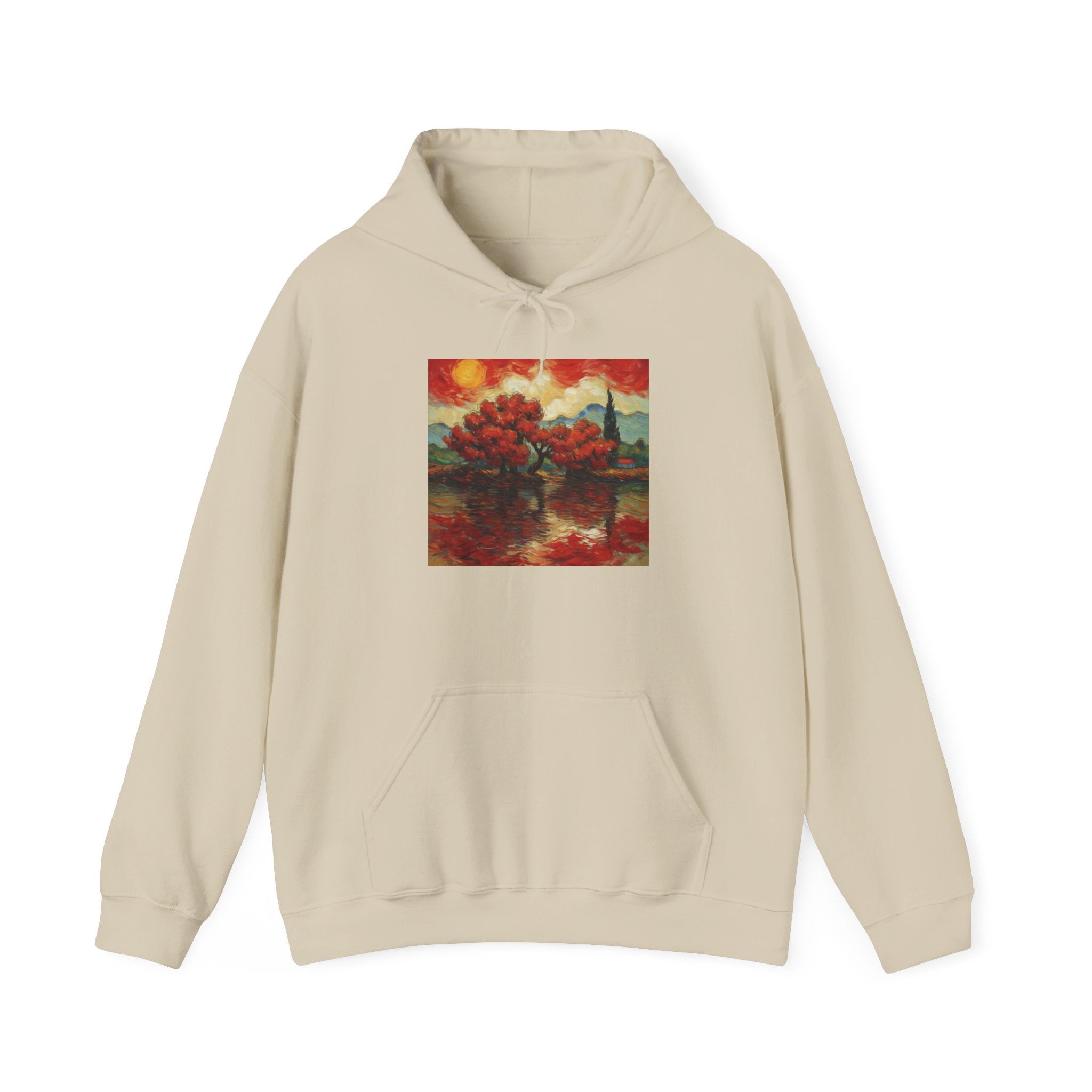 Artistic Landscape Hoodie - Cozy Heavy Blend Sweatshirt with Vibrant Nature Design