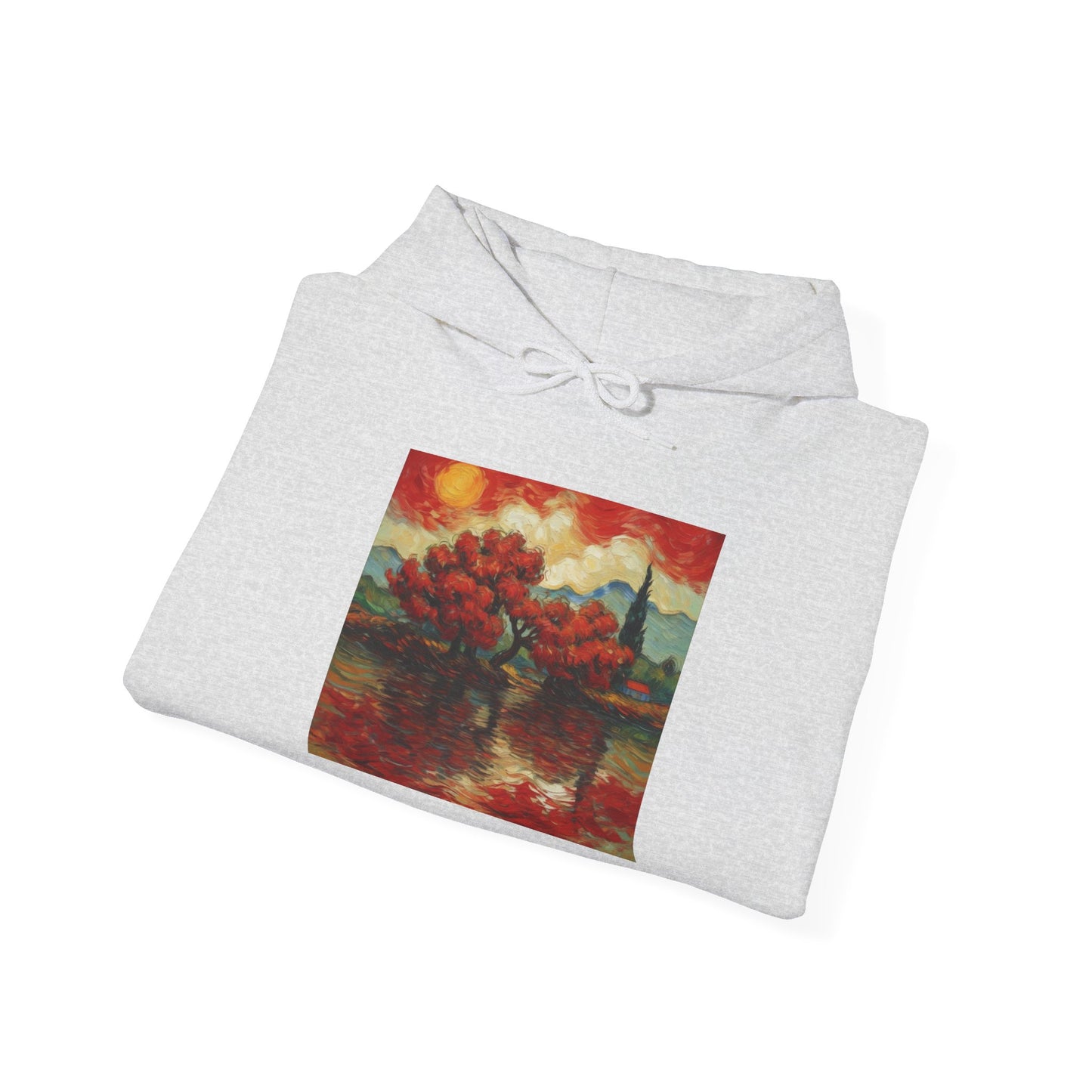 Artistic Landscape Hoodie - Cozy Heavy Blend Sweatshirt with Vibrant Nature Design