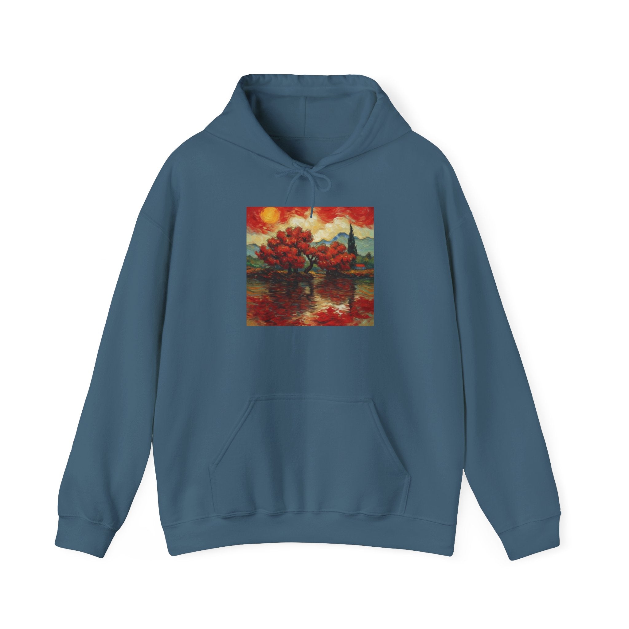 Artistic Landscape Hoodie - Cozy Heavy Blend Sweatshirt with Vibrant Nature Design