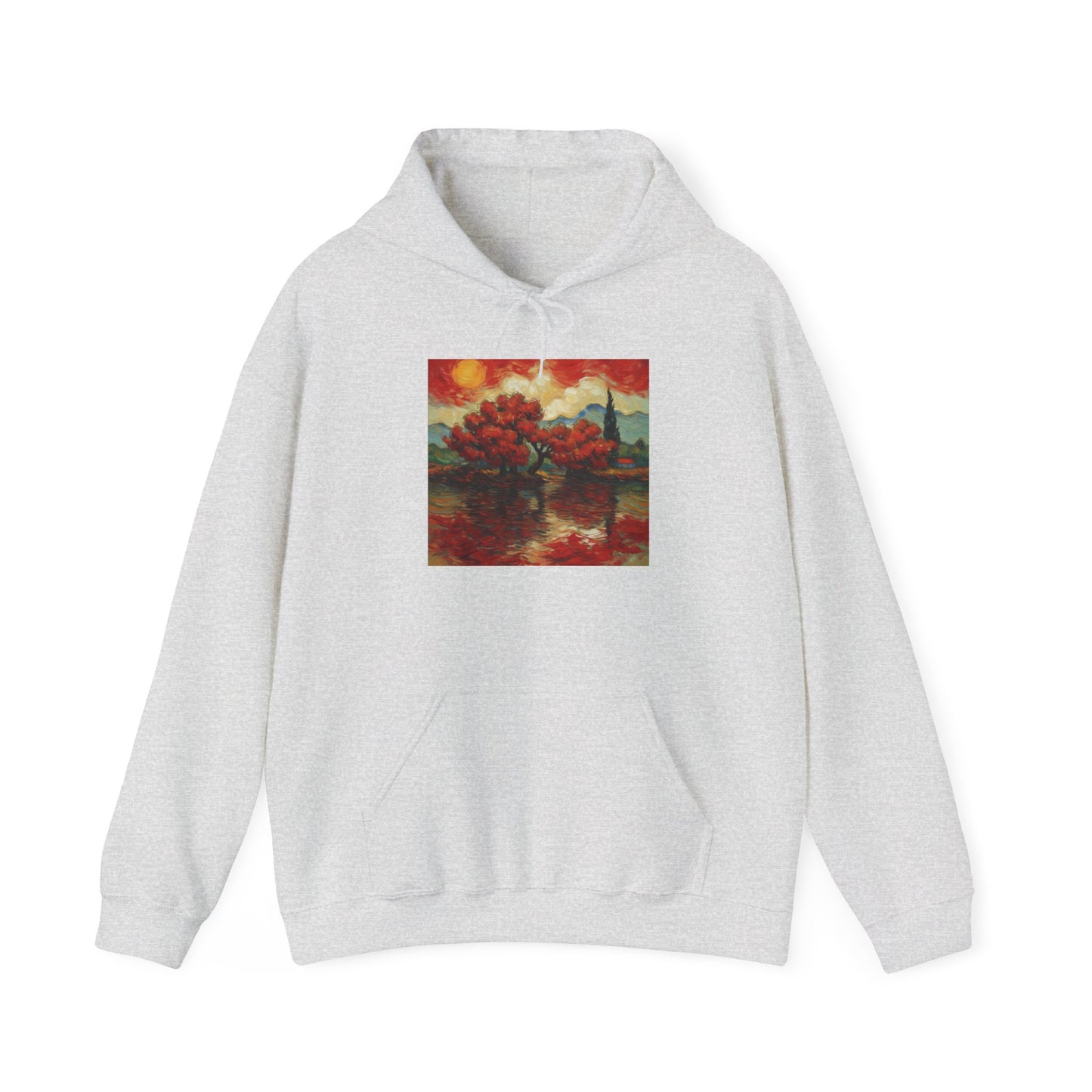 Artistic Landscape Hoodie - Cozy Heavy Blend Sweatshirt with Vibrant Nature Design